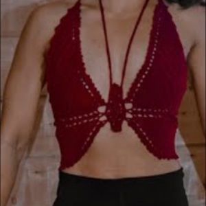 handmade crocheted butterfly top and bottoms